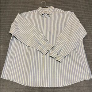 Lands' End Blue and White Striped Casual Shirt